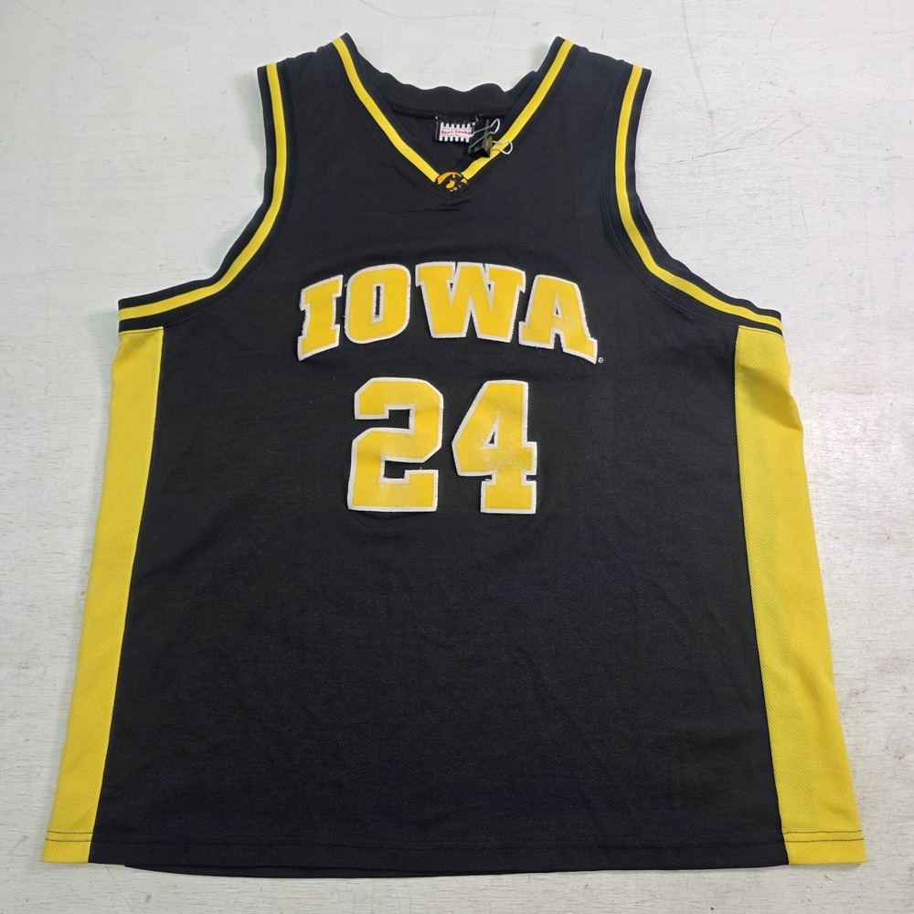 Iowa Hawkeyes Basketball Jersey Men's Size Large #24 Black Yellow Foot Locker